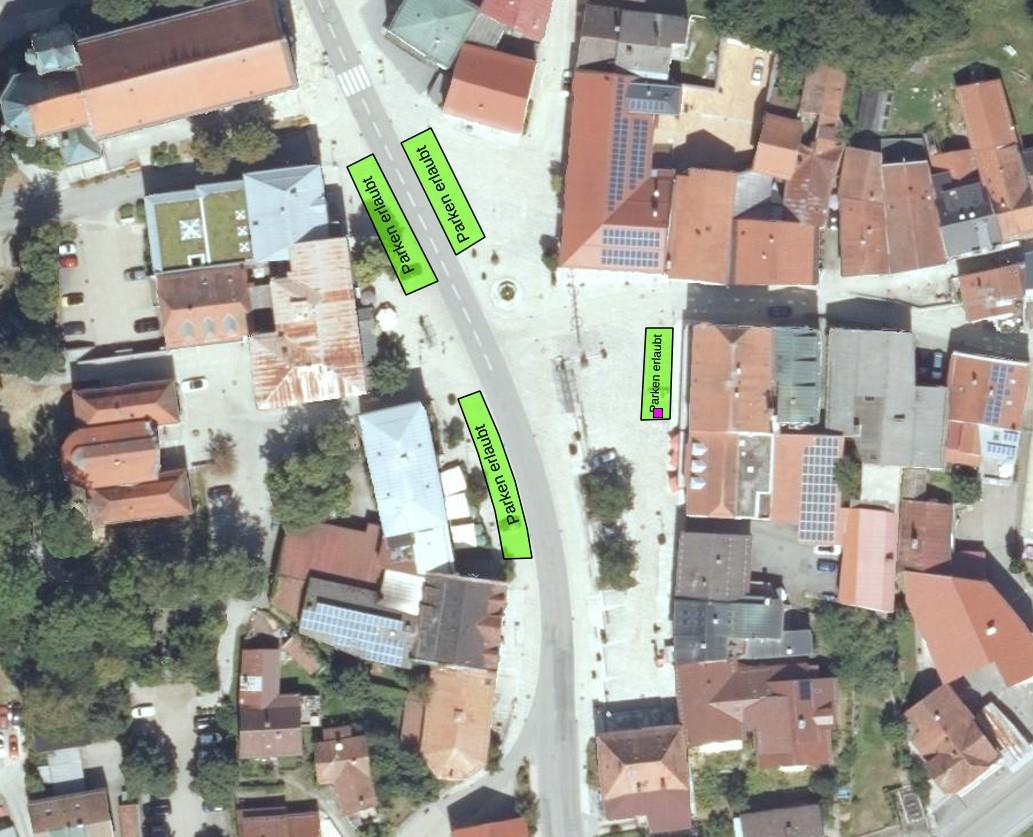 Erlaubtes Parken am Marktplatz