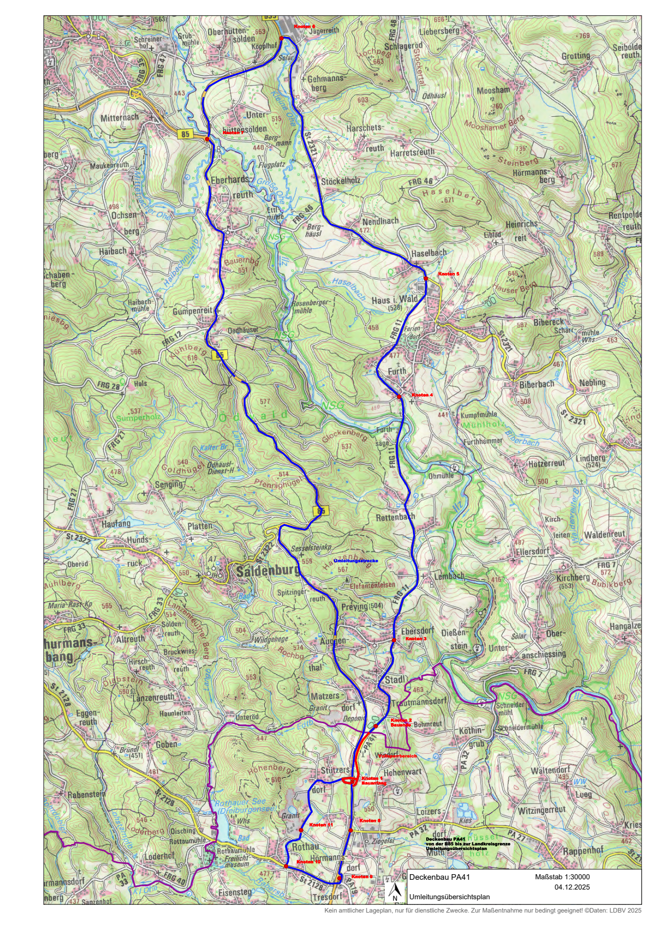 Sperrung Kreisstraße PA 41 + Umleitungsbeschilderung