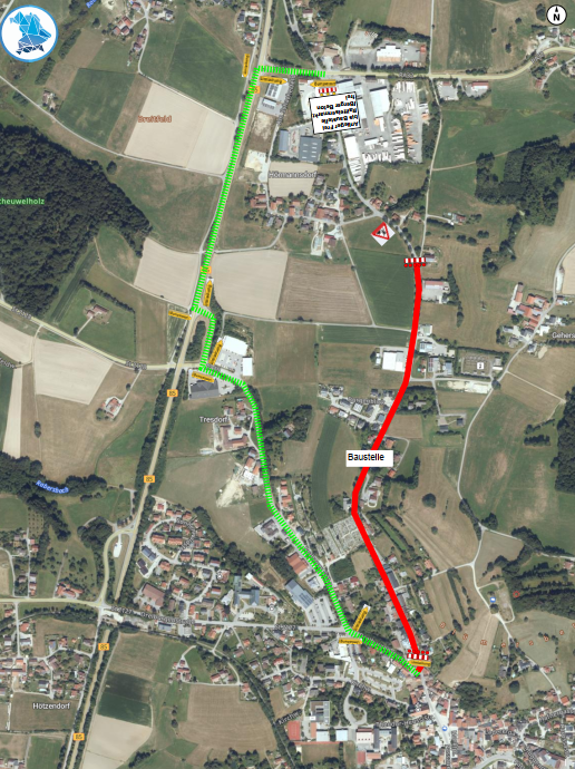 Baustelle mit Umleitung